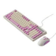 Mikilon wireless mouse gaming mouse bluetooth mouse, RGB Lighting Effect Mechanical Feel Office Game With No Delay USB Wired Interface Keyboard And Mouse Suit, Pink